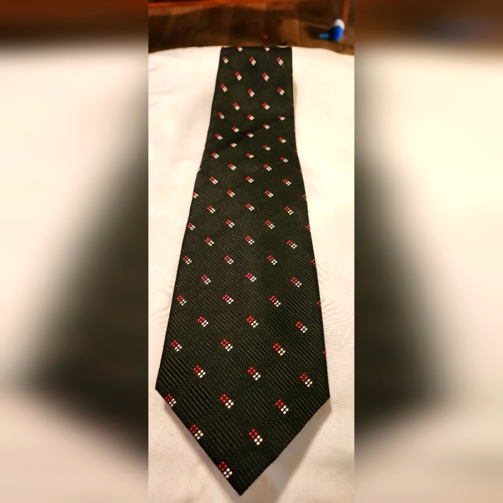 Allyn Saint George Men's SILK Neck Tie Black w/Red